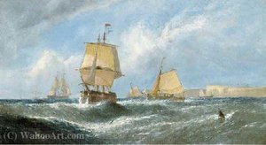 Shipping In A Stiff Breeze Off Dover — William Calcott Knell
