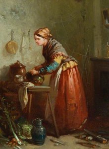Woman Scouring Pots