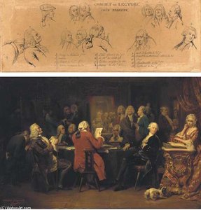 Voltaire Au Cabinet De Lecture Chez Procope; And Les Figures Principales Du Cabinet - A Study