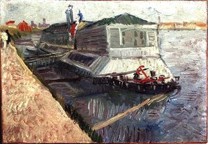 Bathing Float On The Seine At Asnieres — Vincent Willem Van Gogh, Post-impressionist Landscape