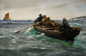 A Pull To Windward, Falmouth, Cornwall — Charles Napier Hemy