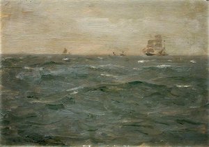 Seascape With Sailing Craft — Henry Scott Tuke, Impressionism