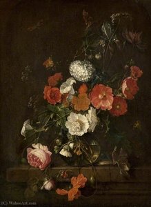 Still Life Flowers in a Glass Vase
