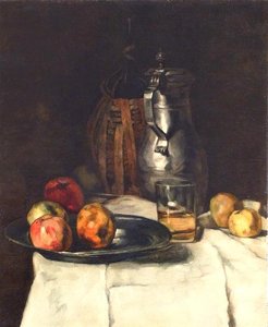 Still Life Mit Pewter Mug, Wineglass And Apple — Carl Eduard Schuch