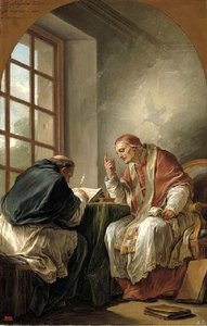Life Of St. Gregory St. Gregory Dictating His Homilies To A Secretary (study) — Charles-andré Van Loo
