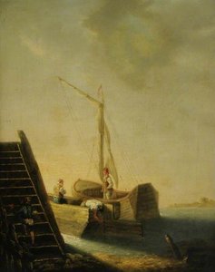 Barges By A Jetty — John Berney Crome