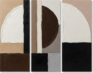 Monolithischer Horizont: Ein Triptychon Aus Skulpturalen Schatten Und Ätherischen Weißen Bögen — Laurent Fabre, Neo-abstrakte Kunst