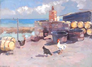 Harbour With Chickens — William Henry Charlton
