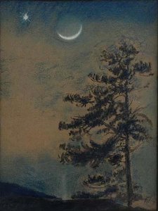 Venus and Crescent Moon, (painting)