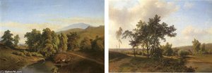 A Summer Landscape With Cows Fording In A River — Pieter Lodewijk Francisco Kluyver