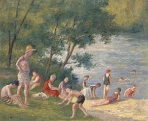 Swimming At Méricourt — Maximilien Luce