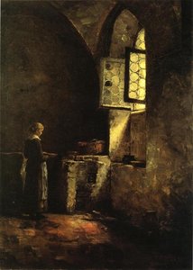 A Corner In The Old Kitchen Of The Mittenheim Cloister — Theodore Clement Steele, Impressionism
