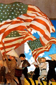 With Trumpet And Drum — Maxfield Parrish