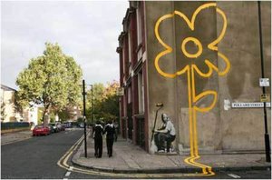 Yellow Lines Flower — Banksy