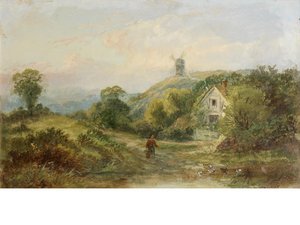 A Figure In A Landscape With A Windmill — George Turner