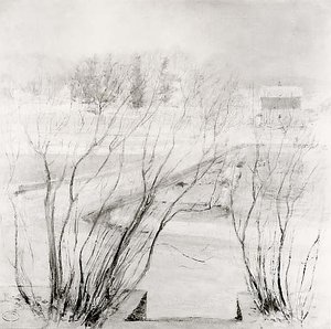Lilacs In Winter, (painting) — John Henry Twachtman