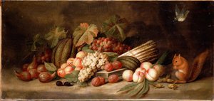 Still Life with Fruit and a Squirrel
