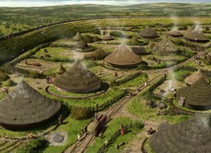 Reconstruction Drawing Of Maiden Castle In The Iron Age — Peter Noone