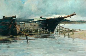 Hulks At The Water's Edge — Bertram Priestman