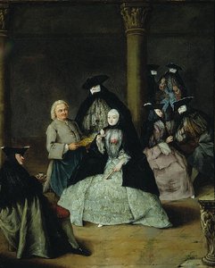 Masked Party In A Courtyard — Pietro Longhi