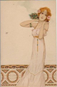 Girls With Flowers At Feet — Raphael Kirchner