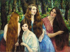 Four Girls Combing Hair — Leon Kroll
