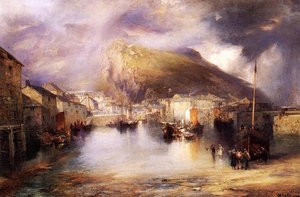 An English Fishing Village, Polperro, Cornwall — Thomas Moran