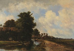 View Of An Idyllic Village — Alexander Hieronymus Van De Sande Bakhuyzen, Romanticism