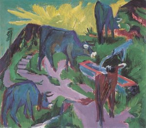 Cows At Sunset — Ernst Ludwig Kirchner