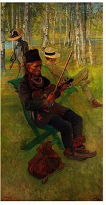 A Laplander Playing The Fiddle — Carl Larsson