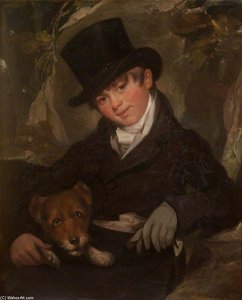 Portrait Of An Unknown Boy In A Black Top Hat, With A Dog — Sir William Beechey, Neoclassicism