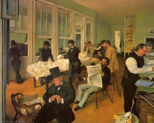 The Cotton Exchange In New Orleans — Edgar Degas, Impressionism