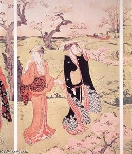 Cherry Blossoms At Asakayama Near Edo — Torii Kiyonaga