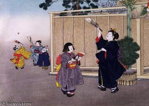 Shuttlecock And Battledore — Kobayashi Eitaku
