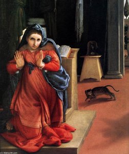 Annunciation (detail) — Lorenzo Lotto