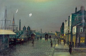 Evening Scene By The Docks, Hull — John Atkinson Grimshaw