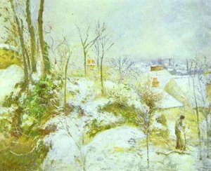 Cabaña En Pontoise En La Nieve — Camille Pissarro