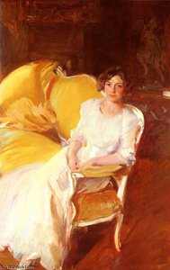 Clotilde Sentada En El Sofa — Joaquín Sorolla Y Bastida, Impressionist Realism