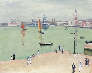 Bateaux de guerre sur le bassin, venise
