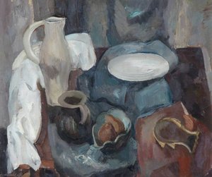 Still Life In Grey And Brown — Sir William George Gillies, Cubism