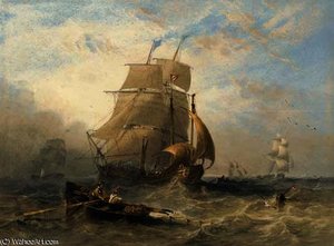 A Collier Brig, A Lugger, And Other Fishing Vessels Off The North East Coast — John Wilson Carmichael