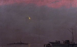 German Star Shells Men At The Guns Off The German Coast, 11 August 1918 — Charles Pears