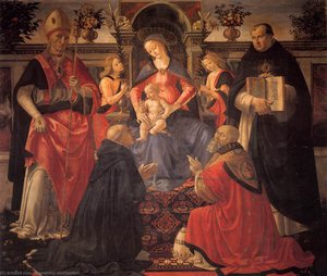 Madonna And Child Enthroned Between Angels And Saints — Domenico Ghirlandaio, Renaissance