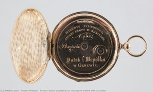 Pocket watch depicting an insurgent armed with a scythe