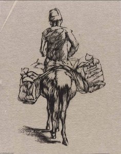 Man On Mule With Saddle Bags — Howard Cook
