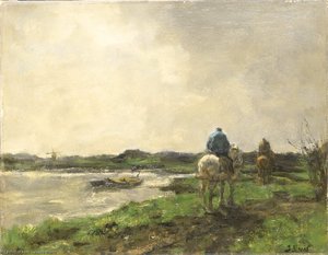 Riders On A Tow Path — Jacob Henricus Maris