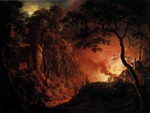 A Cottage On Fire — Joseph Wright Of Derby, Romanticism