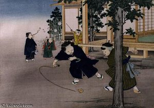 Spinning Top And Blowing Bubbles — Kobayashi Eitaku