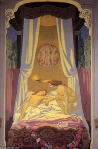 Psyche Discovers That Her Secret Lover Is Cupid — Denis Maurice