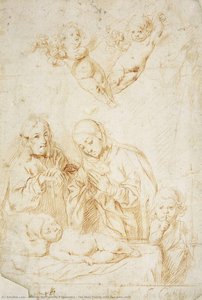 The Holy Family With San John Child — Antonio Del Castillo